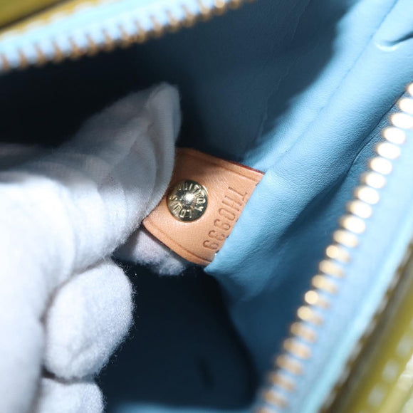 LOUIS VUITTON Monogram Vernis Houston Hand Bag Baby Blue M91005 LV Auth 208230