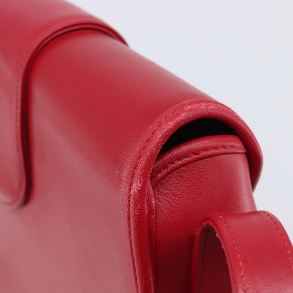 Saint Laurent Kate Shoulder Bag Leather Red Gold Auth 208231A