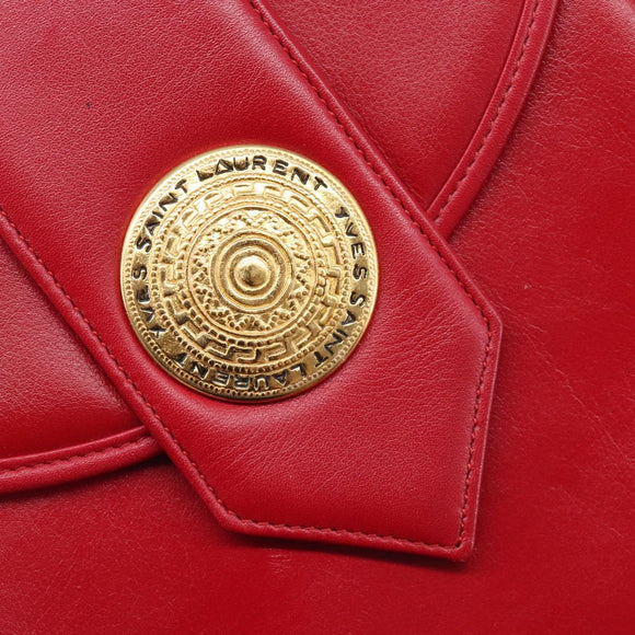 Saint Laurent Kate Shoulder Bag Leather Red Gold Auth 208231A