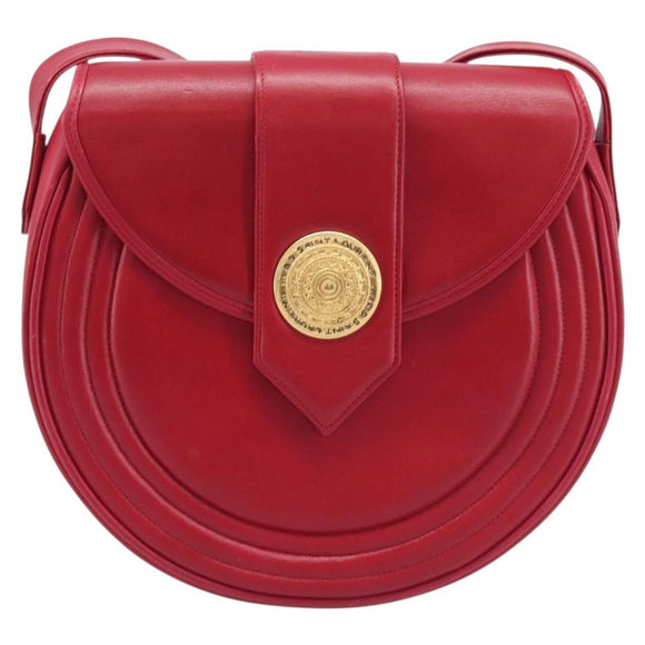 Saint Laurent Kate Shoulder Bag Leather Red Gold Auth 208231A