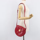 Saint Laurent Kate Shoulder Bag Leather Red Gold Auth 208231A-28