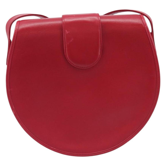 Saint Laurent Kate Shoulder Bag Leather Red Gold Auth 208231A