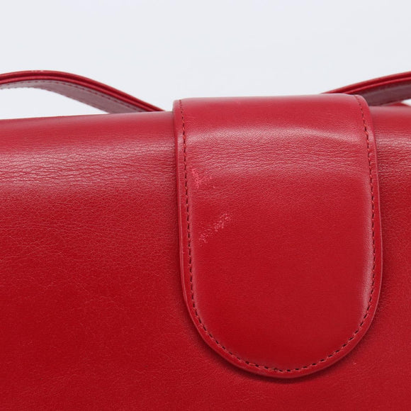 Saint Laurent Kate Shoulder Bag Leather Red Gold Auth 208231A