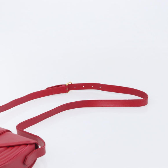 Saint Laurent Kate Shoulder Bag Leather Red Gold Auth 208231A