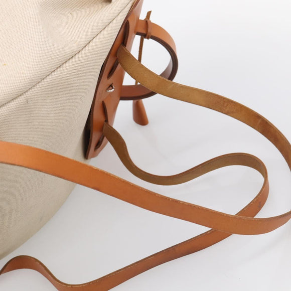 HERMES Herbag Ad Backpack Canvas 2way Beige Silver Auth 208232