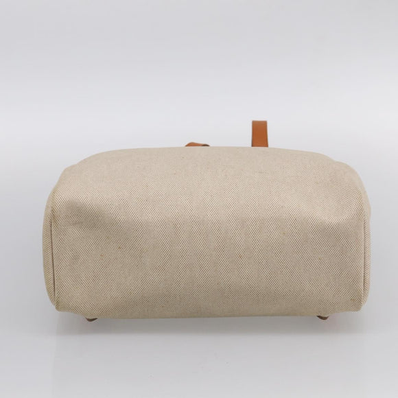 HERMES Herbag Ad Backpack Canvas 2way Beige Silver Auth 208232