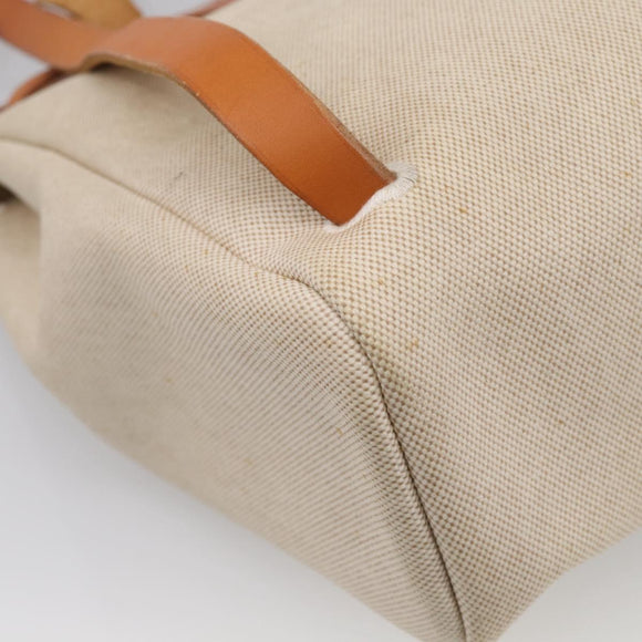 HERMES Herbag Ad Backpack Canvas 2way Beige Silver Auth 208232
