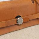 HERMES Herbag Ad Backpack Canvas 2way Beige Silver Auth 208232-19