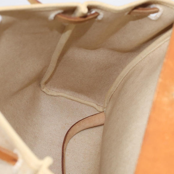 HERMES Herbag Ad Backpack Canvas 2way Beige Silver Auth 208232