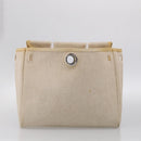 HERMES Herbag Ad Backpack Canvas 2way Beige Silver Auth 208232-25