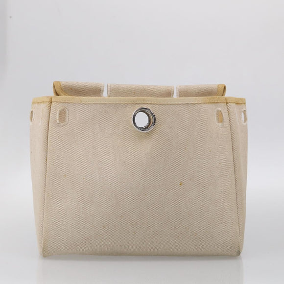 HERMES Herbag Ad Backpack Canvas 2way Beige Silver Auth 208232