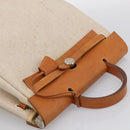 HERMES Herbag Ad Backpack Canvas 2way Beige Silver Auth 208232-6