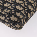 Christian Dior Trotter Canvas Shoulder Bag Navy Gold Auth 208233-14