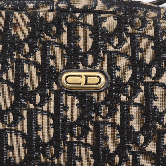 Christian Dior Trotter Canvas Shoulder Bag Navy Gold Auth 208233