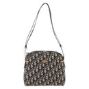 Christian Dior Trotter Canvas Shoulder Bag Navy Gold Auth 208233-2