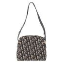 Christian Dior Trotter Canvas Shoulder Bag Navy Gold Auth 208233-3