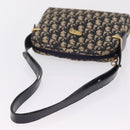 Christian Dior Trotter Canvas Shoulder Bag Navy Gold Auth 208233-7