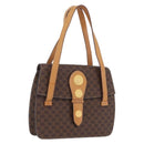 CELINE Macadam Canvas Medallion Hand Bag PVC Leather Brown Gold Auth 208236-1