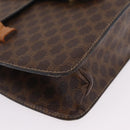 CELINE Macadam Canvas Medallion Hand Bag PVC Leather Brown Gold Auth 208236-11