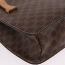 CELINE Macadam Canvas Medallion Hand Bag PVC Leather Brown Gold Auth 208236-13