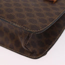CELINE Macadam Canvas Medallion Hand Bag PVC Leather Brown Gold Auth 208236-14