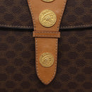 CELINE Macadam Canvas Medallion Hand Bag PVC Leather Brown Gold Auth 208236-16