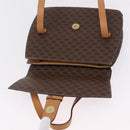 CELINE Macadam Canvas Medallion Hand Bag PVC Leather Brown Gold Auth 208236-17