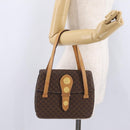CELINE Macadam Canvas Medallion Hand Bag PVC Leather Brown Gold Auth 208236-25