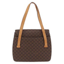 CELINE Macadam Canvas Medallion Hand Bag PVC Leather Brown Gold Auth 208236-3