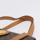 CELINE Macadam Canvas Medallion Hand Bag PVC Leather Brown Gold Auth 208236-8