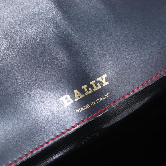 Bally Shoulder Bag Leather Navy Gold Auth 208240