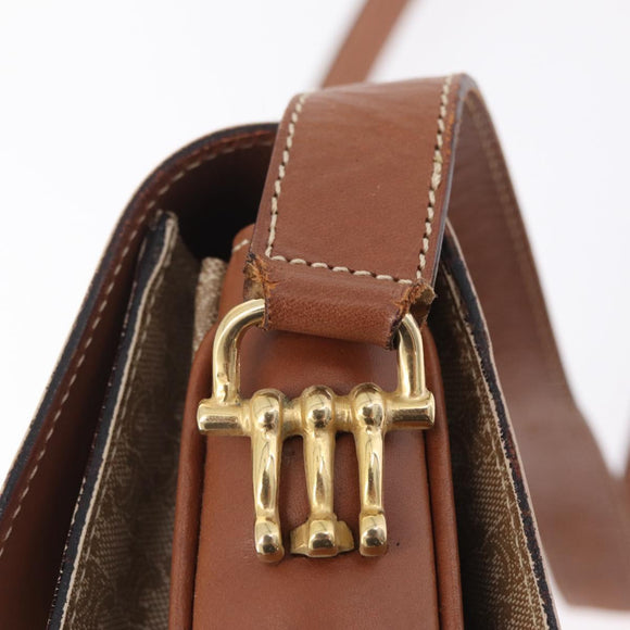 CELINE Macadam Canvas Shoulder Bag PVC Brown Gold Auth 208242