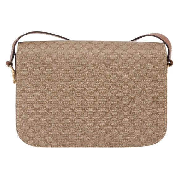 CELINE Macadam Canvas Shoulder Bag PVC Brown Gold Auth 208242