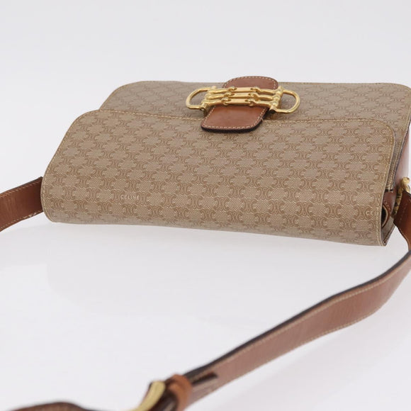 CELINE Macadam Canvas Shoulder Bag PVC Brown Gold Auth 208242