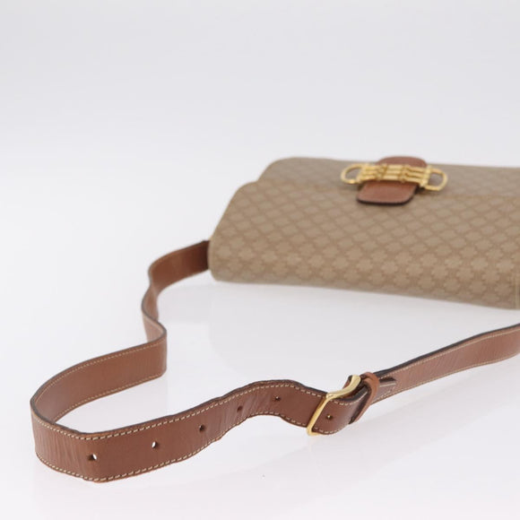 CELINE Macadam Canvas Shoulder Bag PVC Brown Gold Auth 208242