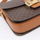 CELINE Macadam Canvas Horse Carriage Bag PVC Leather Brown Gold Auth 208243-11