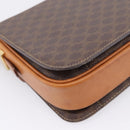 CELINE Macadam Canvas Horse Carriage Bag PVC Leather Brown Gold Auth 208243-13