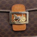 CELINE Macadam Canvas Horse Carriage Bag PVC Leather Brown Gold Auth 208243-14