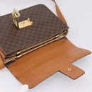 CELINE Macadam Canvas Horse Carriage Bag PVC Leather Brown Gold Auth 208243-15