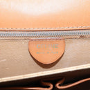 CELINE Macadam Canvas Horse Carriage Bag PVC Leather Brown Gold Auth 208243-16