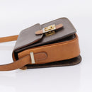 CELINE Macadam Canvas Horse Carriage Bag PVC Leather Brown Gold Auth 208243-4