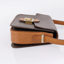 CELINE Macadam Canvas Horse Carriage Bag PVC Leather Brown Gold Auth 208243-5