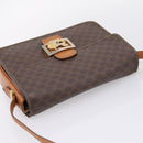 CELINE Macadam Canvas Horse Carriage Bag PVC Leather Brown Gold Auth 208243-6