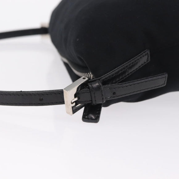 FENDI Accessory Pouch Cotton jersey Black Silver Auth 208245A