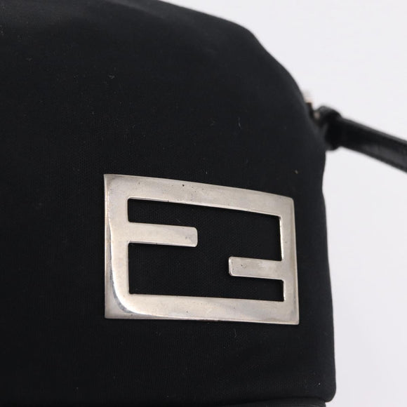 FENDI Accessory Pouch Cotton jersey Black Silver Auth 208245A