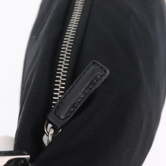 FENDI Accessory Pouch Cotton jersey Black Silver Auth 208245A