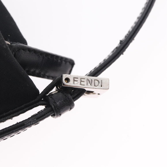 FENDI Accessory Pouch Cotton jersey Black Silver Auth 208245A