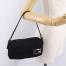 FENDI Accessory Pouch Cotton jersey Black Silver Auth 208245A-26
