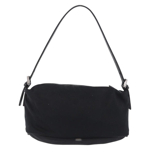 FENDI Accessory Pouch Cotton jersey Black Silver Auth 208245A