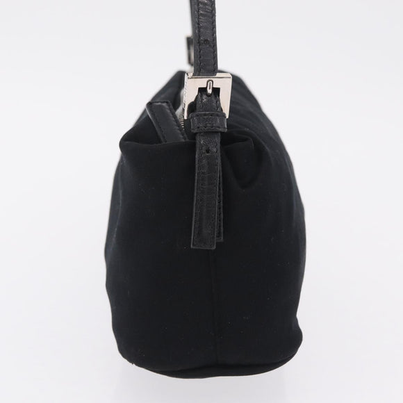 FENDI Accessory Pouch Cotton jersey Black Silver Auth 208245A